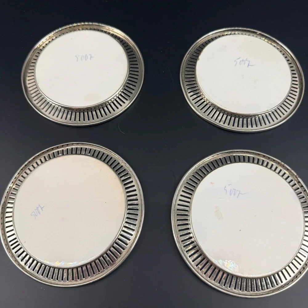 Waechtersbach Art Nouveau Porcelain Coasters Silver Plate Set of 4 plus a bonus